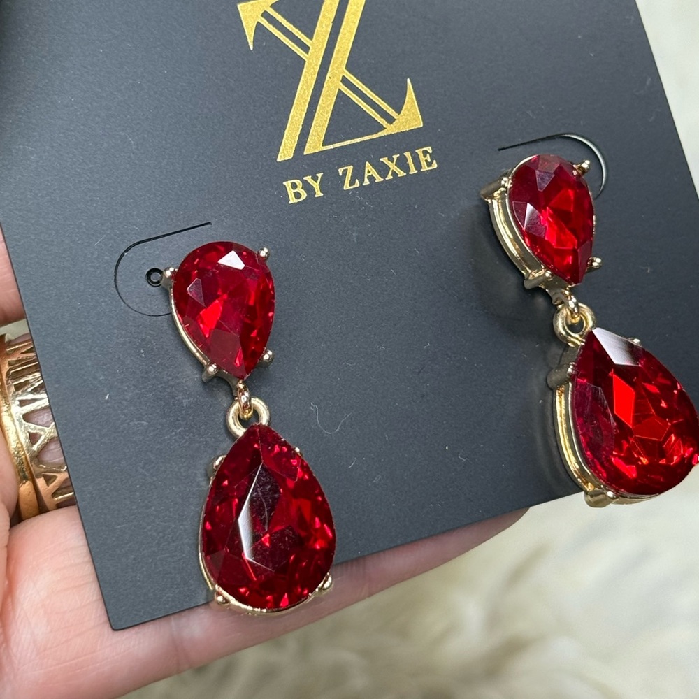 Zaxie NWT Red Teardrop Earrings